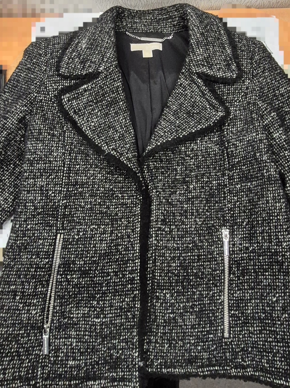 Michael Kors Womens Black & White Tweed Jacket